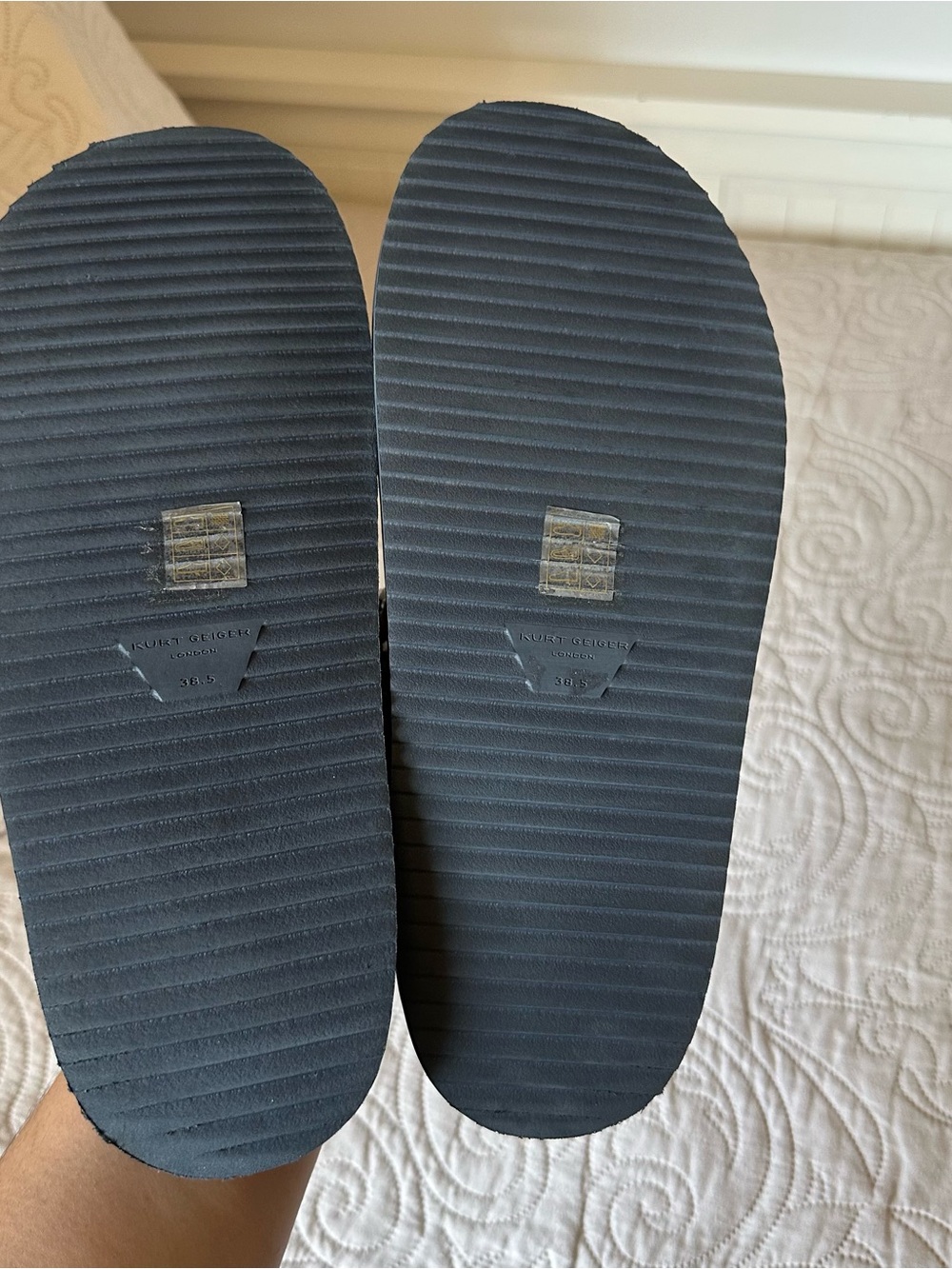 Kurt Geiger London Orson Crystal Denim Slide Sandals - Blue - Picture 5 of 7